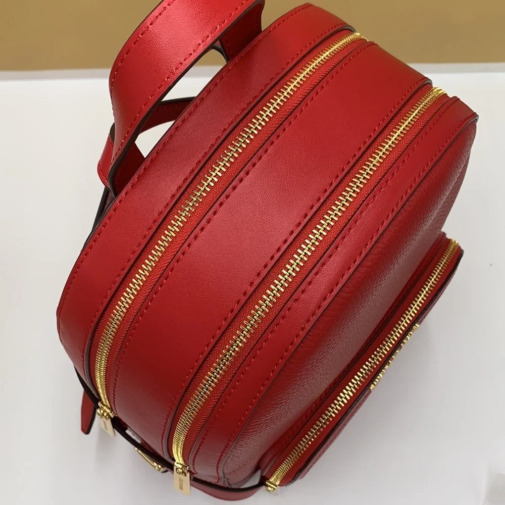 Michael Kors Jaycee Medium Pebbled Leather Backpack Bright Red NWT